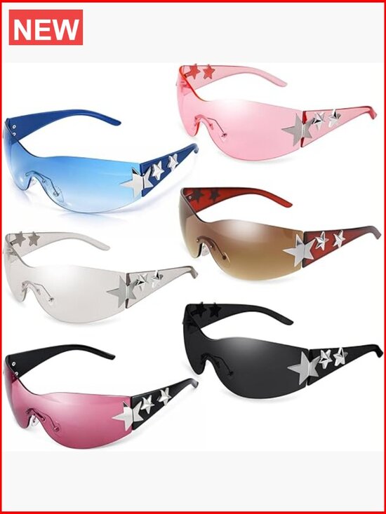 Y2K Wrap Around Shield Sunglasses UV400 Polarized Unisex 3 Pairs